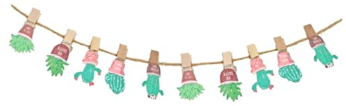 DOITOOL Portafoto con Mollette in Legno di Betulla 10 Pezzi Stile Cactus con Corda per Decorazioni Festa Matrimonio Supermercato