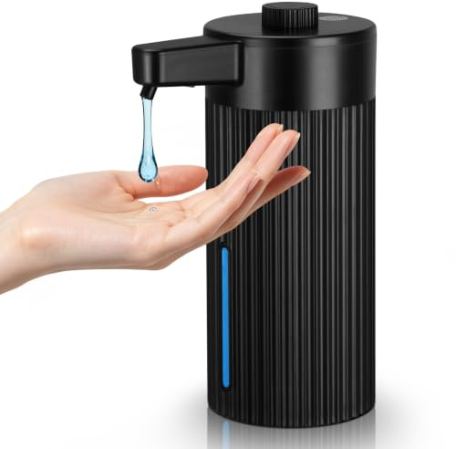 Phneems Seifenspender Automatisch Elektrischer 400ml | 1800mAh Flüssigseifenspender mit Sensor & Drehknopf, Stufenlos Regulierbar, USB Wiederaufladbar für Bad & Küche,Schwarz