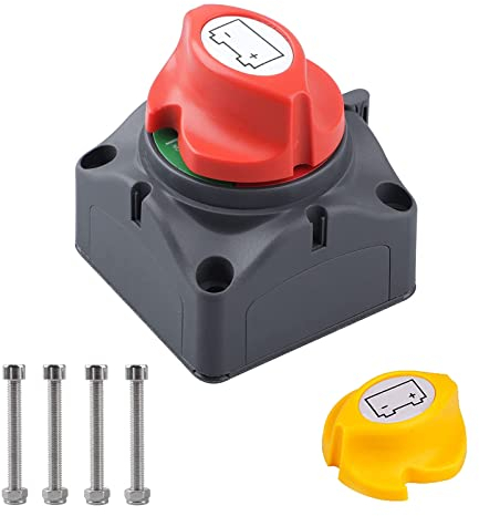 Batterie Trennschalter 12V 24V 48V Batterieschalter Akku Power Cut Off Schalter, 275A Hauptschalter Stromschalter Trennen Master für Boot Motorrad Yacht Auto KFZ Marine Caravan