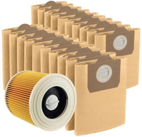 SPARES2GO High Filtration Large Bags + Filter Cartridge for Karcher WD3 WD3P MV3 Wet & Dry Vacuum Cleaner