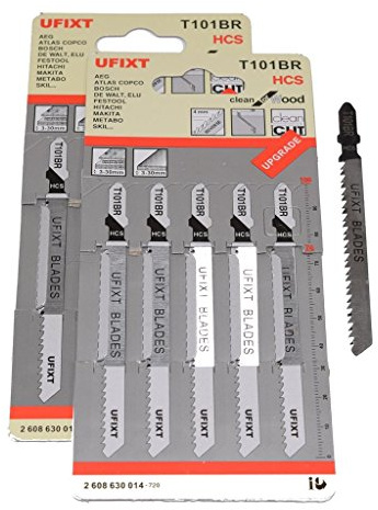 Jigsaw Blades T101BR Down Cutting 10 Pack Compatible With AEG Bosch Dewalt T-Shank High Carbon Steel Laminate Veneer Cutter