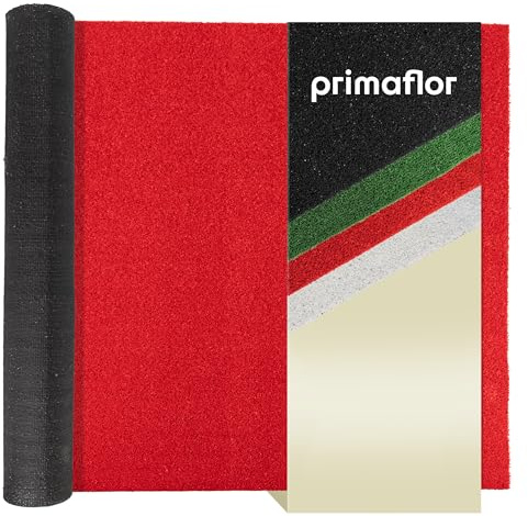 Primaflor Roter Kunstrasen Ruby B1 200 x 100 cm – schwer entflammbarer Messeteppich mit schimmernder Oberfläche, Kurzflor, antistatisch, für Events & Ausstellungen – 7mm Kunstgras
