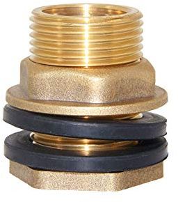 Joywayus 1/2 Female 3/4 Male Soild Brass Water Tank Connector Theaded Bulkhead Fitting With 2 Rubber Rings Stablizing