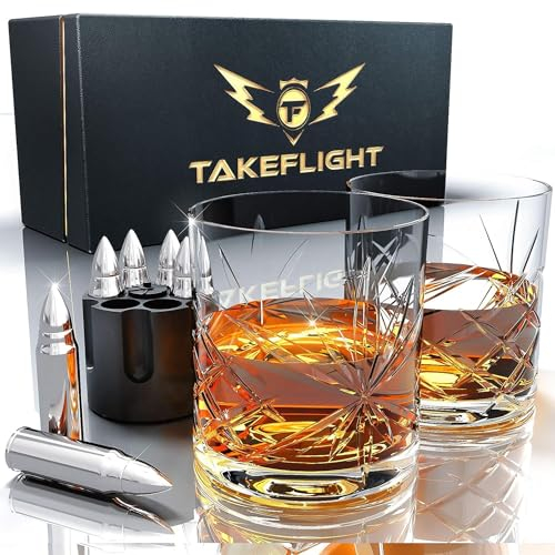 Whiskeygläser und Whiskey-Kugeln,Premium Whiskeyglas Set,Whisky-Steine aus Edelstahl in Form einer Kugel geformt,Bar-Set für Männerhöhle (kunstvolle Gläser)