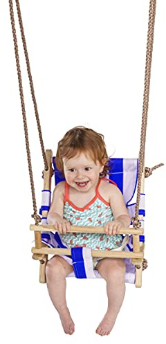 Babyschaukel Puppenschaukel Kapitän Schaukelsitz Schaukel für Babys & Kleinkinder, blau-weiß