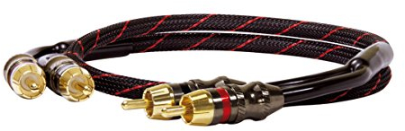 Dynavox Perfect Sound Stereo-Cinchkabel, vergoldete Kontakte, geeignet für Audio-Geräte mit Cinch-Anschlüssen wie Verstärker, CD-Player, AV-Receiver, Farbe Schwarz/Rot, Länge 0,5m