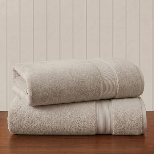 Madison Park 800GSM Bath Sheet Towel Oversized 34 x 68 2 Pack 100% Cotton Bath Towel Set Highly Absorbent Hotel Spa Quality for Bathroom, Natural