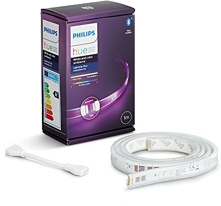 Philips Hue White & Color Ambiance Lightstrip Plus Erweiterung (1 m), dimmbarer LED Streifen für das Hue Lichtsystem mit 16 Mio. Farben, smarte Lichtsteuerung über Sprache oder App