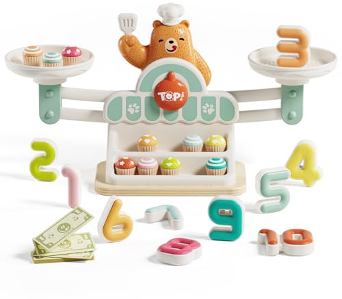 TOP BRIGHT Mathematisches Spielzeug aus Holz für Jungen und Mädchen, ab 3 Jahren, Mathematik und Digitales Spiel für Kinder, Montessori STEM Lernspielzeug für Geschenk 3 4 5 Jahre