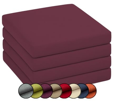 chilly pilley Stuhlkissen Gartenkissen Gartenstühle Stuhlauflage Stuhlpolster Sitzkissen Abnembar Bezug Mit Reißverschluss Auflage Set Garten Kissen (4X 50x50x5, Violett)