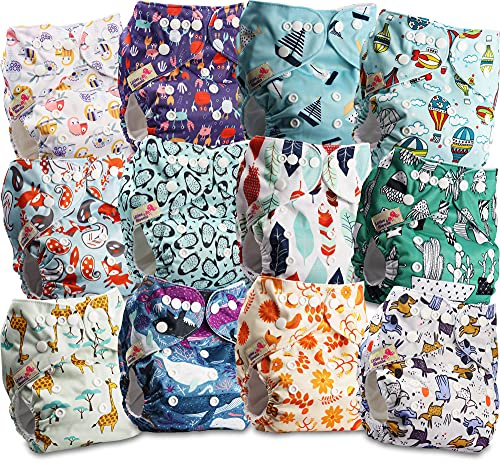 Littles & Bloomz Pocket Stoffwindeln, Druckknöpfe, 12er FLP2-1202 | 12 Pocket Stoffwindeln mit verstellbaren Druckknöpfen. Einlagen separat erhältlich, verschiedene Optionen verfügbar.