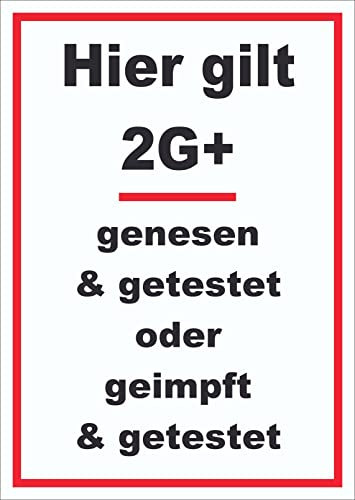 HB-Druck Hier Gilt 2G Plus Hinweis Schild mit Text hochkant A5 (148x210mm)