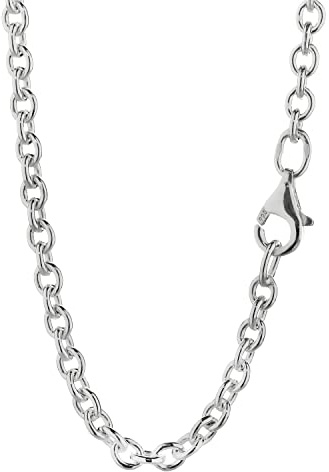 NKlaus Halskette 3mm breite Ankerkette rund 925 Silber Collier Silberkette Unisex