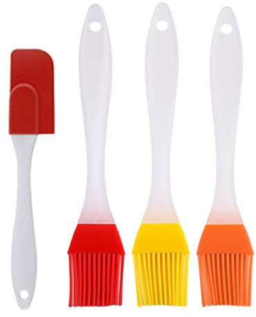 3 pezzi Pennello Cucina pennelli Silicone Cucina con 1 spatola in silicone Silicone Alimentare Senza BPA Pennello Dolci Resistenza al Calore pennellino Pasticceria pennelli Barbecue Pennello Forno