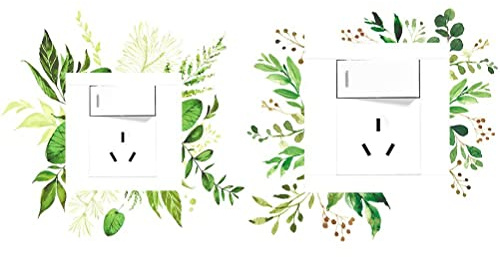 Bemvp Pegatina De Interruptor 2pcs Pegatinas De Luz De Hojas De Planta Verde Calcomanías De Pared Extraíbles Pegatinas De Arte De Bricolaje para Sala De Estar Decoración del Hogar De Oficina