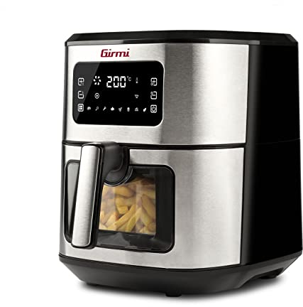 Girmi FG88 Friggitrice ad Aria con Finestra EcoFrit Look, 6,5 Lt, 8 programmi, 1700 W, Display digitale, BPA/PFOA Safe, Luce interna, Vassoio antiaderente, Ricettario incluso