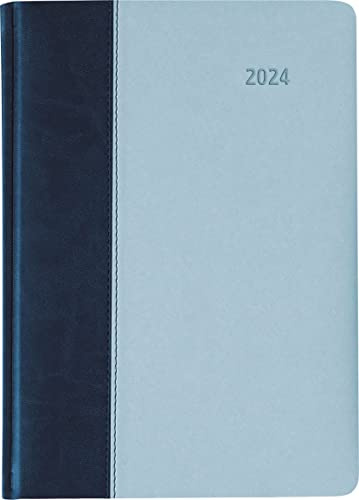 Buchkalender Premium Air blau-azur 2024 - Büro-Kalender A5 - Cheftimer - 1 Tag 1 Seite - 416 Seiten - Tucson-Einband - Alpha Edition