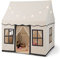 COSTWAY Kids Play Tent, Indoor Large Playhouse with Star Lights, Non-slip Mat and Windows, Castle Fairy Tents for Children Boys & Girls Gift (Beige+Black)