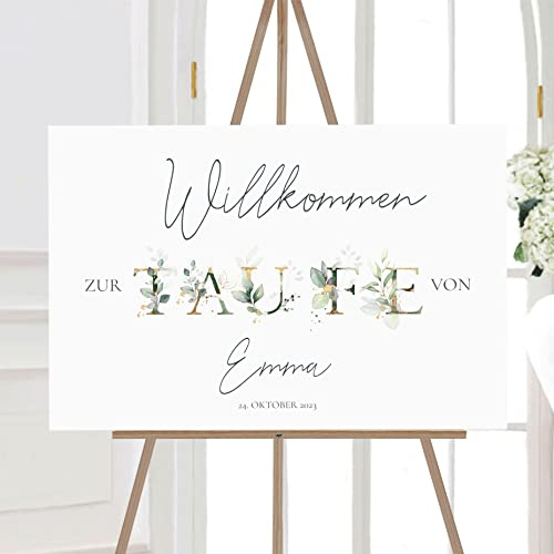Manschin-Laserdesign Willkommensschild Aluverbund personalisiert - Made in Germany - Welcome Willkommen Schild für Taufe, Geburtstag, Firmung, Kommunion, Konfirmation (60x40cm)