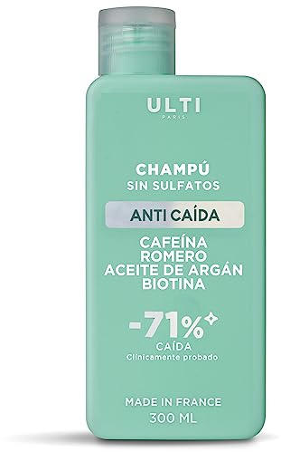 Ulti Paris Anti-Haarausfall-Shampoo 300 ml｜Koffein, Rosmarin, Arganöl und Biotin｜sulfatfrei -71% Reduzierung des Haarausfalls｜hergestellt in Frankreich