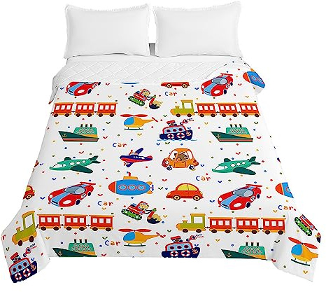 Odot Colcha Bouti de Verano, 3D Dibujos Animados Estampado Suave Microfibra Multiusos Cubrecama Lavable Acolchada Edredón Manta para Cama de Infantil Individual Matrimonio (200x230cm,Coche4)
