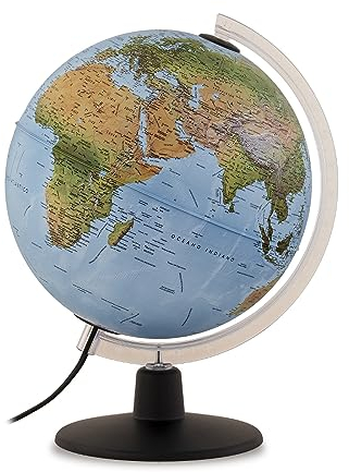 Tecnodidattica - GAIA 25 AR | Rotating, Light Up Globe for Kids | Augmented Reality with Interesting Facts about Nature and Culture | Physical & Political Cartography | 25cm Diameter | Text in English