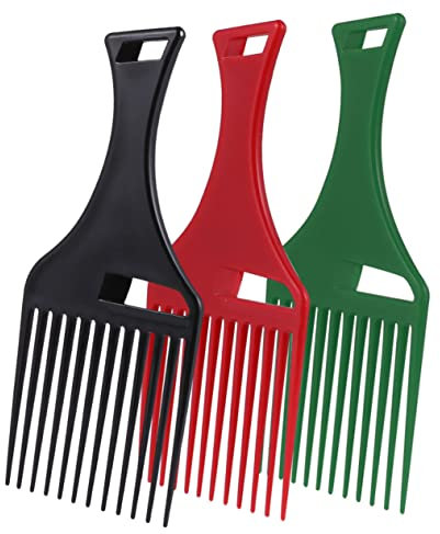 POPETPOP 3pièces Lot De Peignes Plastique Pour Cheveux Afro Et Bouclés Avec Manche à Dents Et Dents Larges Outil De Coiffure Ergonomique