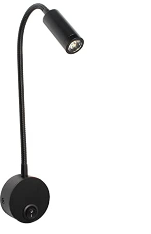 Lampe De Table Bronze 3W LED liseuse noir blanc argent col de cygne applique for tête de lit bureau 4000K interrupteur de chevet LED lampe de nuit Lampes De Bureau ( Color : 6000K , Size : Black with