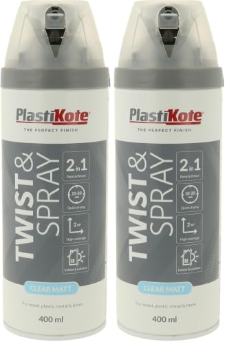 Plasti-kote 24002 400ml Premium Spray Paint Matt Clear Acrylic (Pack of 2)