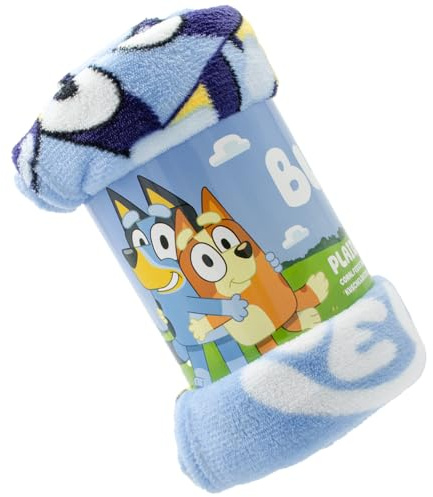 ms móvil shop Bluey Manta Infantil de 100x140 cm 100% Polyester - Estampa Familiar de Bandit, Chilli, Bingo y por detras Bluey Dormido | Producto Oficial de Bluey para niños de Ludo BBC Studios