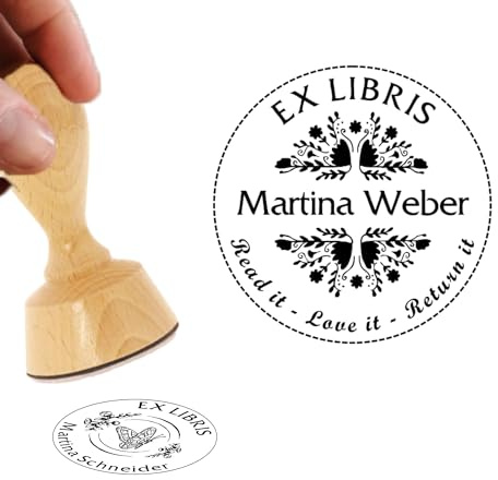 Ex Libris Stempel - Buchstempel mit Ihrem Namen in verschiedenen Ausführungen und Designs zur Auswahl - direkt hier personalisieren und bestellen