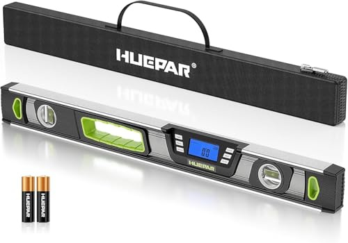 Digital Spirit Level, Huepar 600mm/24-Inch Digital Level Professional DL24 | Magnetic Electronic Torpedo Level with LCD Display, Audible Alerts, IP54, Angle Finder Tool with Carrying Case