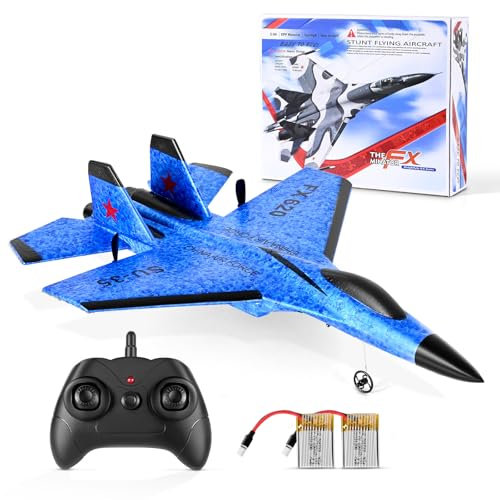 RC Flugzeug, 2.4GHz & 2 Startmodi Ferngesteuertes Flugzeug rtf, USB-Aufladung Flugzeugmodell mit 3-Achsen-Gyro-Flugsystem, LED-Nachtlicht und 2 Ersatzpropellern für Anfänger und Kinder