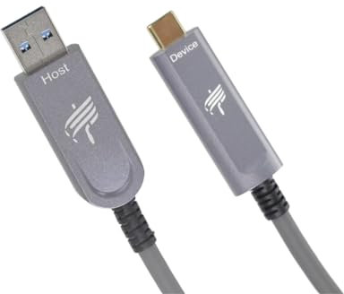 DWLCWY Fiber Optic USB A to USB C Cable(33ft),Slim High Speed 10Gbps USB 3.1 Active Optical Cable for VR, Webcam, Laptop etc,Grey