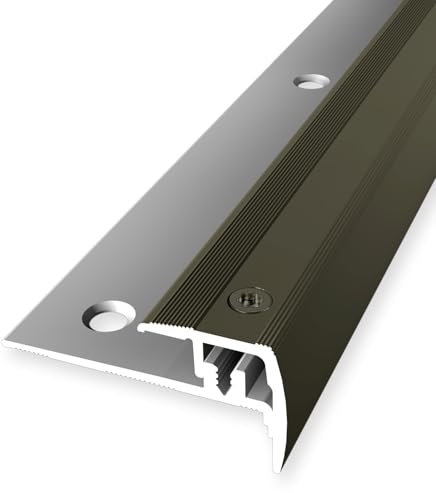 Profilo angolare per scale, 21 x 21,5 x 2700 mm, profilo angolare in alluminio, scanalato, svasato, bronzo, altezza bordatura 4-9 mm