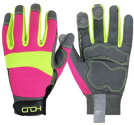 HLDD HANDLANY Utility Mechanic Working Gloves, touch screen Hi-Vis, guanti da lavoro di sicurezza anti-vibrazione, guanti da giardinaggio flessibili e traspiranti