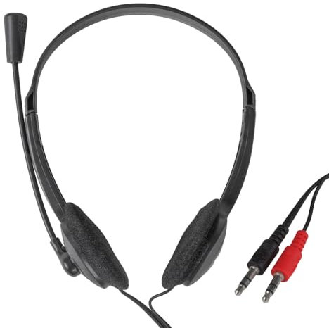 iggual – Auriculares con Micrófono Rotativo 90º y Cable de 1,8m con Conexión 2 x 3,5mm Jack, Incluye Rueda para Ajustar Volumen