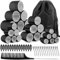Zefphxs 54 PCS Hair Rollers with Clips, Black Velcro Rollers for Hair, Jumbo Large Medium Small Hair Curlers Rollers for Long Medium Short Thick Fine Hair DIY Hairdressing (Black)