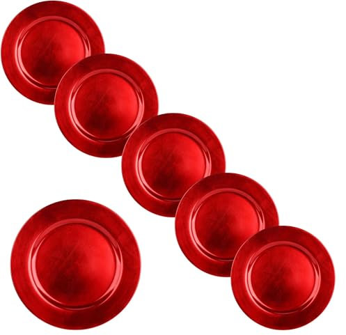Cecaro Group Set 6 Sottopiatti Decorativi Rosso - Eleganza per la Tavola di Matrimonio, Feste e Natale - Ø 33 cm