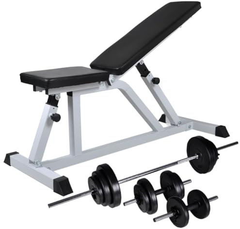 Trainingsbank mit Langhantel und Kurzhantelset 30,5 kg