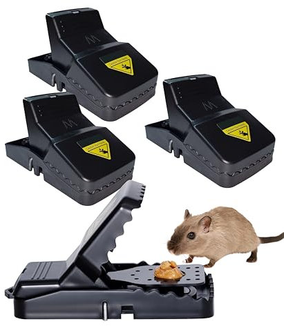 Large Rat Traps – Pack of 4 Powerful Snap Traps for Rats, Mice & Rodents – Reusable, Humane Rodent Control – Easy to Set, Indoor & Outdoor Use – Heavy-Duty Rat Catcher, Pet Safe, No Poison