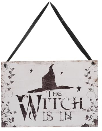 Garneck Halloween Türschild mit Hexenhut-muster Hängende Dekoration für Türen Fenster und Bars Lustige Halloween Deko für Partys und Geschäfte