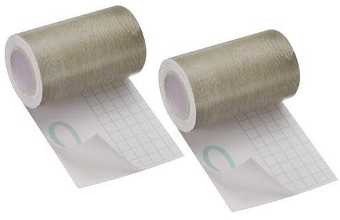 QUARKZMAN 2 unidades de cinta adhesiva de grano de madera, 4 x 33 pies, autoadhesiva, parche para reparación de zócalos, puertas, reparación de suelos, muebles, decoración del hogar, roble gris