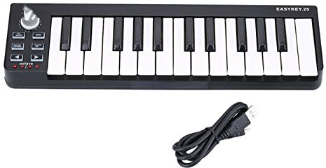 WQZzjm Controlador Midi de Teclado de 25 Teclas, Pad de batería, Piano electrónico de 25 Teclas, Controlador de Teclado Midi, Teclado electrónico
