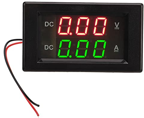 Amperímetro de Voltímetro Digital DC 600 V 100 A, Medidor de Corriente de Voltaje Dual de Tamaño Compacto con Desplazamiento Automático de Punto Decimal, Pantalla LED