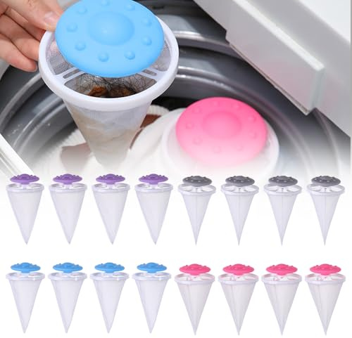 YANGUN 16 Pcs Pet Hair Remover Washing Machine, Cat Hair Remover Washing Machine, Washing Machine Hair Catcher, Floating Hair Filtering Mesh Removal For Laundry And Floating Hair Filters