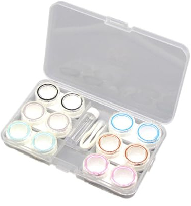CALLARON 6piezas Caja de Almacenamiento para Lentes de Contacto Estuche Transparente para Unidades con Pinzas y Ventosa Hogar y Viajes