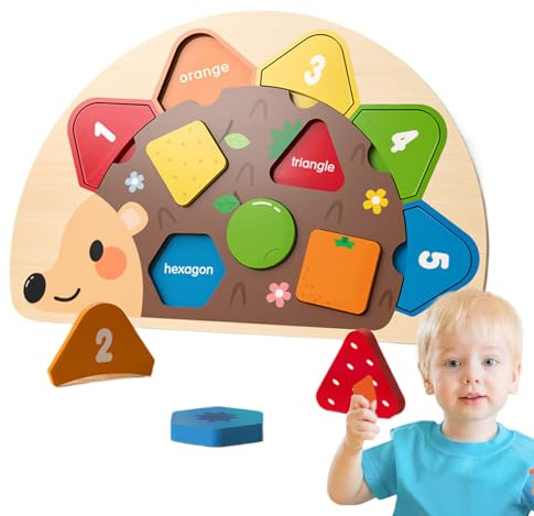 Krmoau Formensortierer Für Kleinkinder 1-3 Jahre,Holz Steckspiel Igel Baby Lernspielzeug | Lernspielzeug Für Mädchen Kinder Eltern Kindergarten Vorschule Zuhause Schule Familienspiele