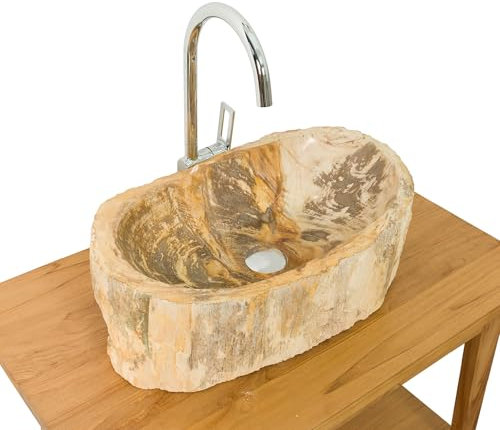 wohnfreuden Lavabo da appoggio in pietra naturale, 56 x 34 x 15 cm