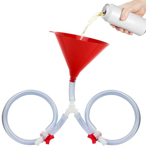 Beer Bong Funnel, Leak-Proof Sealing Beer Bong with Dual Valve & Tubes, Drinking Funnel for Home Bar Party